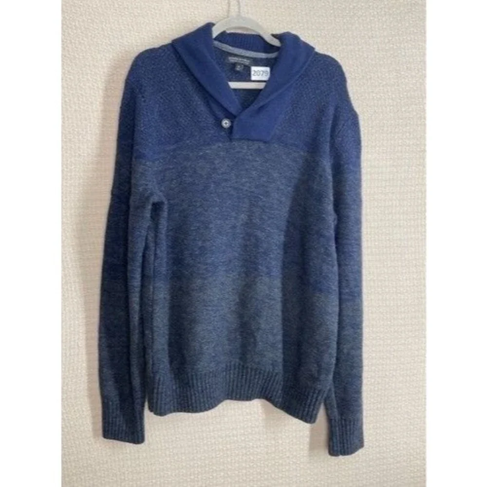 Banana‎ Republic Merino Wool Blend Shawl Collar Sweater Men Size XL Navy Blue